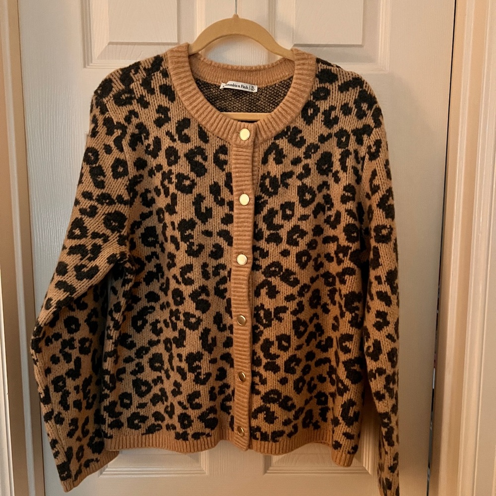 Leopard Print Button-Up Sweater
